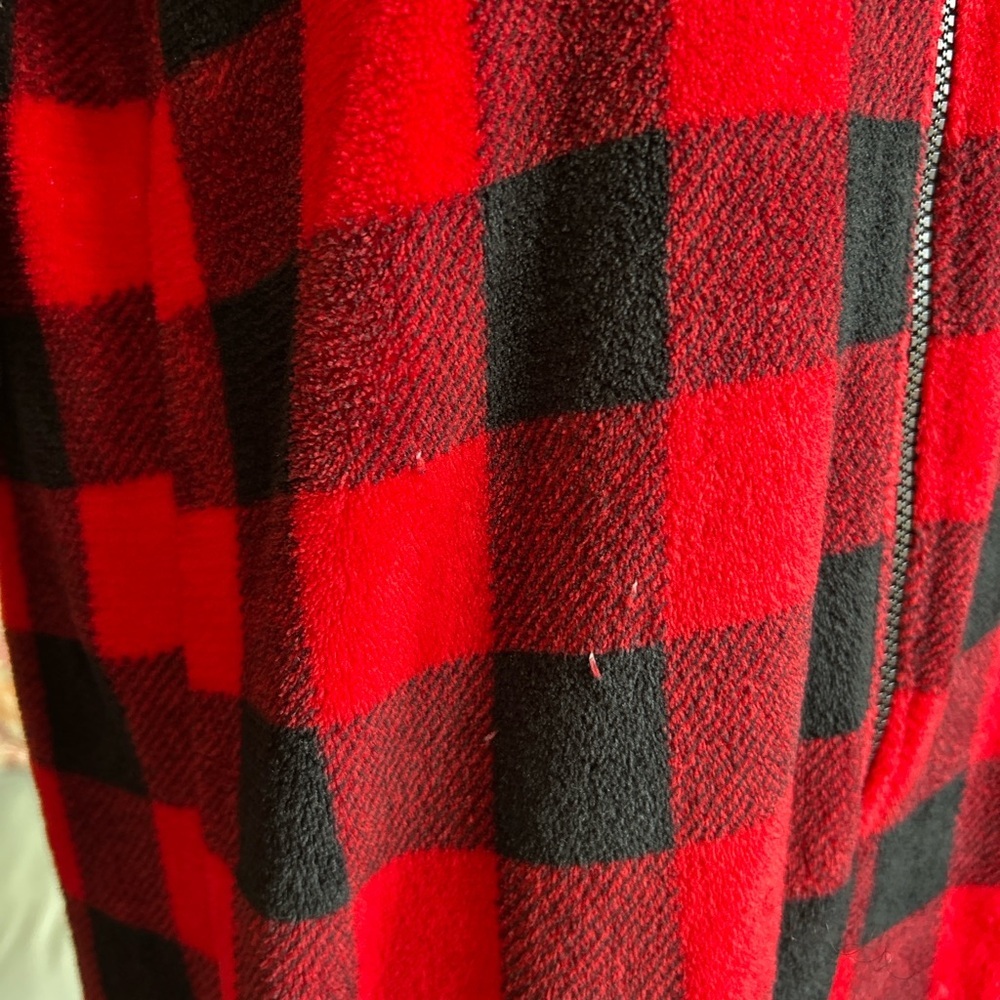 Totally Pink Buffalo Plaid Fleece Hooded Onesie Buffalo Women’s Size Large - Picture 15 of 15